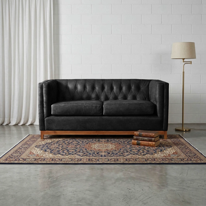 SOFÁ LATAM HOME ROMA 2 CUERPOS CUERO NEGRO COLORADO - 1