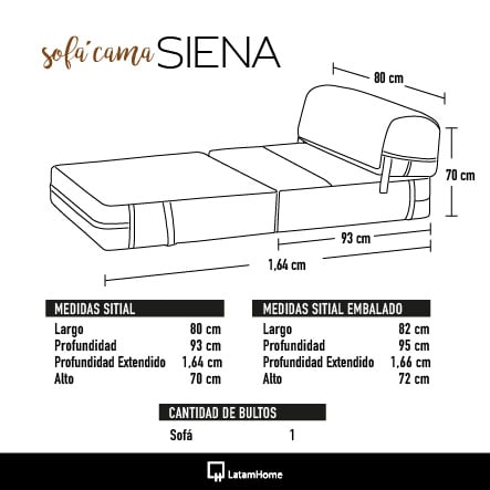 SOFÁ LATAM HOME SIENA NEGRO CAMA PU - 4