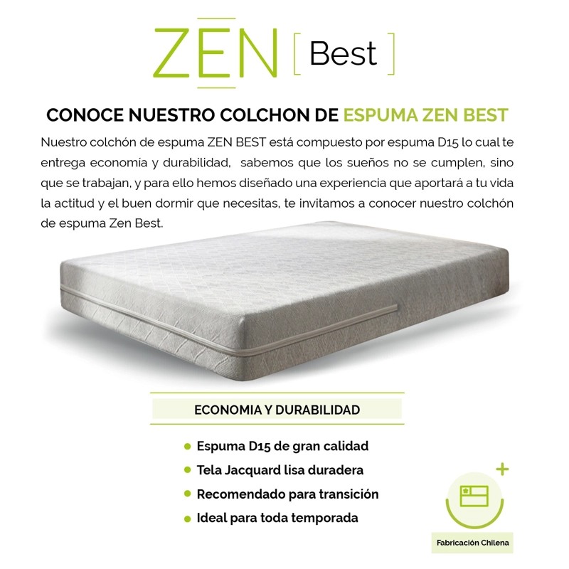 COLCHÓN LATAM HOME ZEN BEST 1 PLAZA ESPUMA 1900 - 3