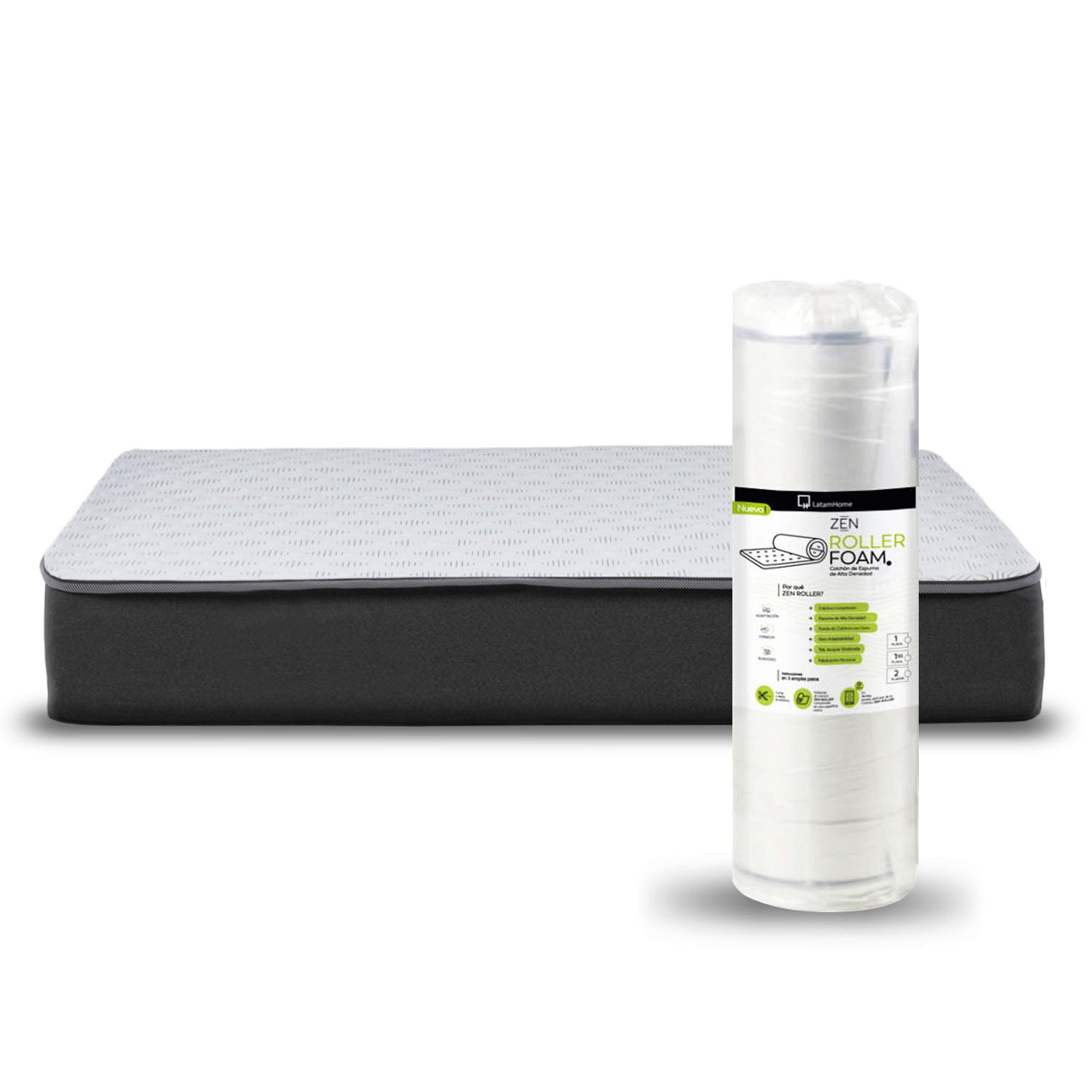 COLCHÓN LATAM HOME ZEN ROLLER 2 PLAZAS FOAM SOFT 150 X 200 X 20 CM - 2