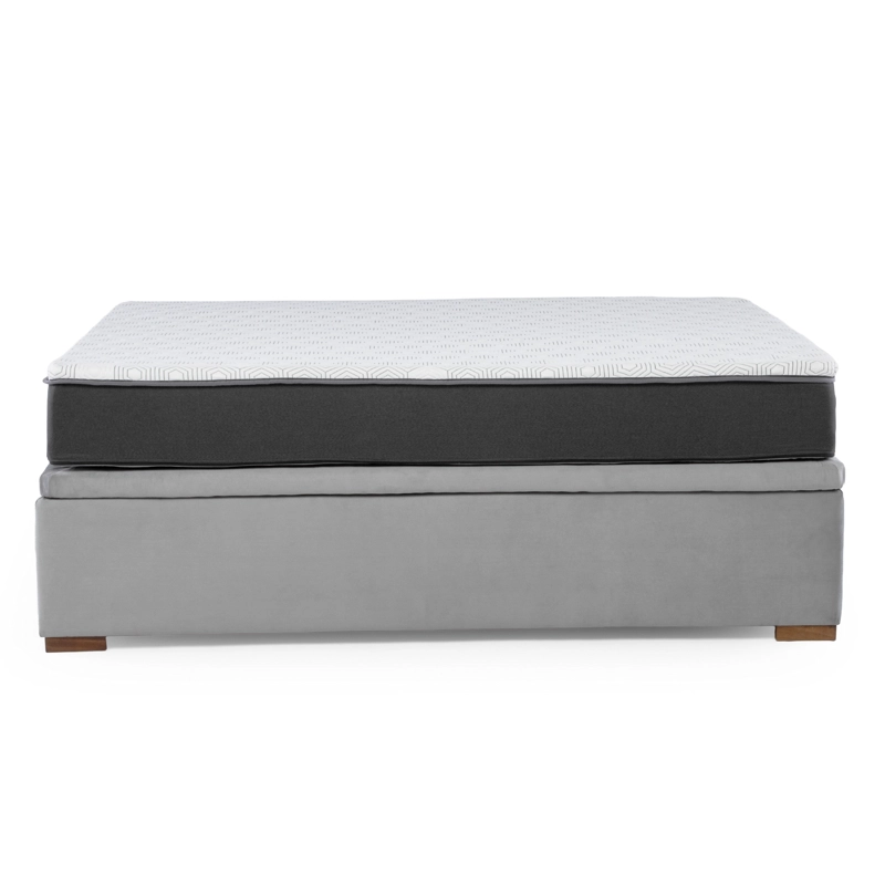 CAMA FUNCIONAL BOXET 2 PLAZAS BASE DIVIDIDA COLCHON RESORTES NEW TOP FUNDA LAVABLE GRIS - 7
