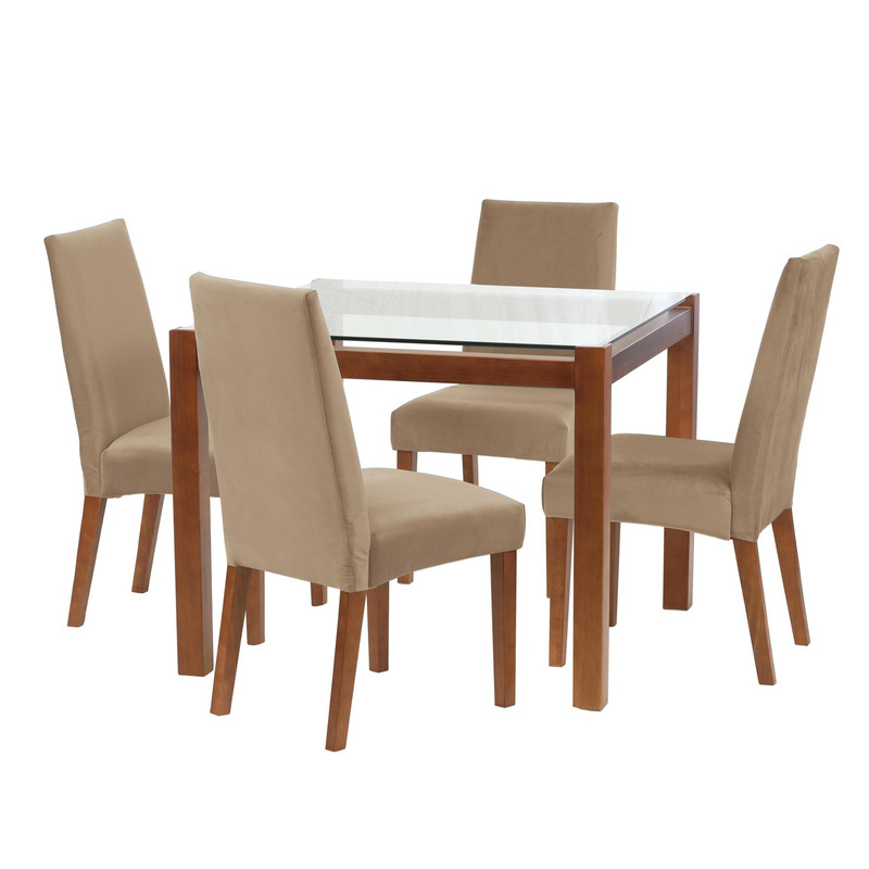 JUEGO DE COMEDOR BARCELONA 1000X1000 SILLA CADIZ TELA BEIGE - 1