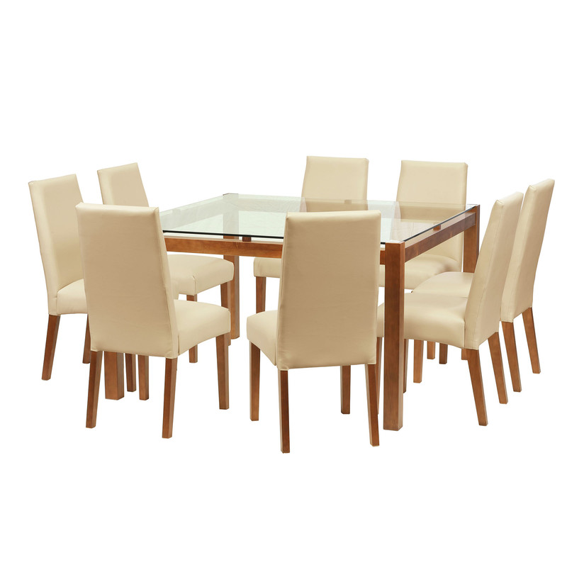 JUEGO DE COMEDOR BARCELONA 1400X1400 SILLA CADIZ PU BEIGE - 1