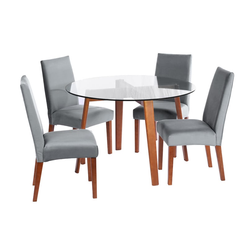 JUEGO DE COMEDOR VALENCIA SILLA CADIZ TELA GRIS - 1
