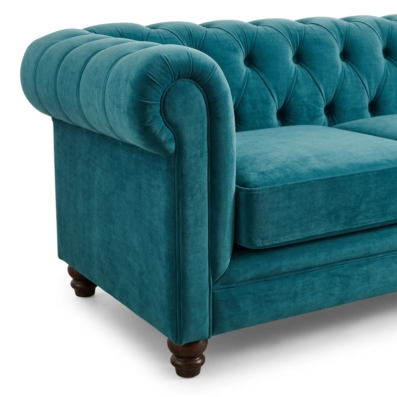 SOFÁ LATAM HOME FLORENCIA 3 CUERPOS AZUL PETROLEO TELA VELVET - 5