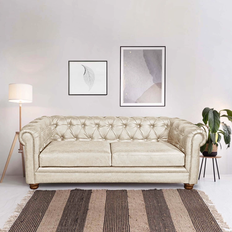SOFÁ LATAM HOME FLORENCIA 3 CUERPOS CUERO BEIGE COLORADO - 1