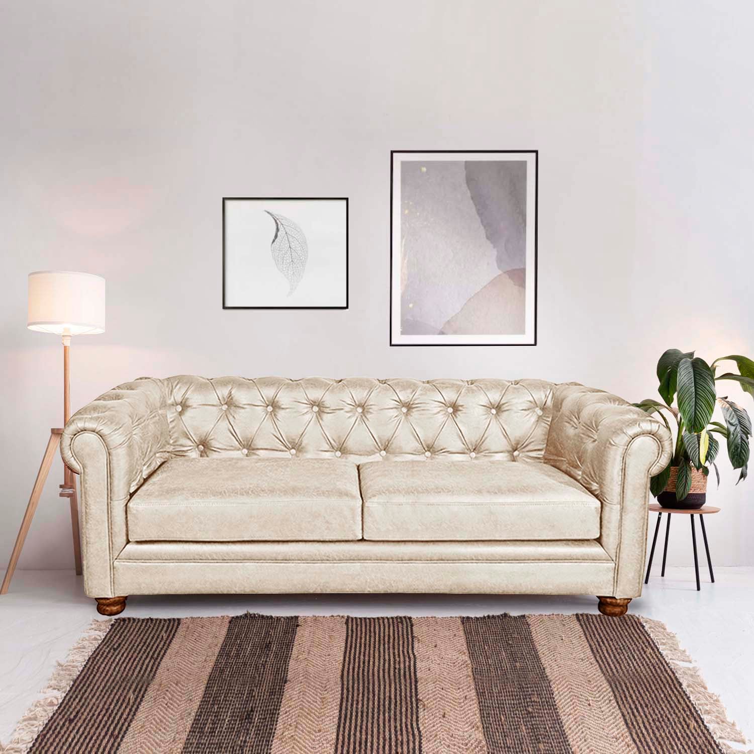 SOFÁ LATAM HOME FLORENCIA 3 CUERPOS CUERO BEIGE COLORADO - 1