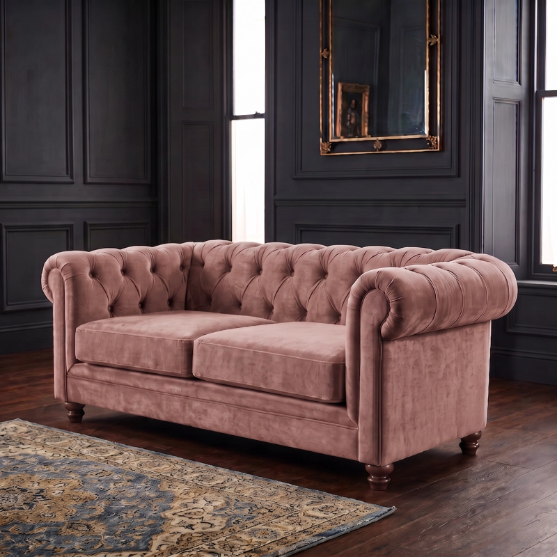 SOFÁ LATAM HOME FLORENCIA 3 CUERPOS PALO ROSA TELA VELVET - 4