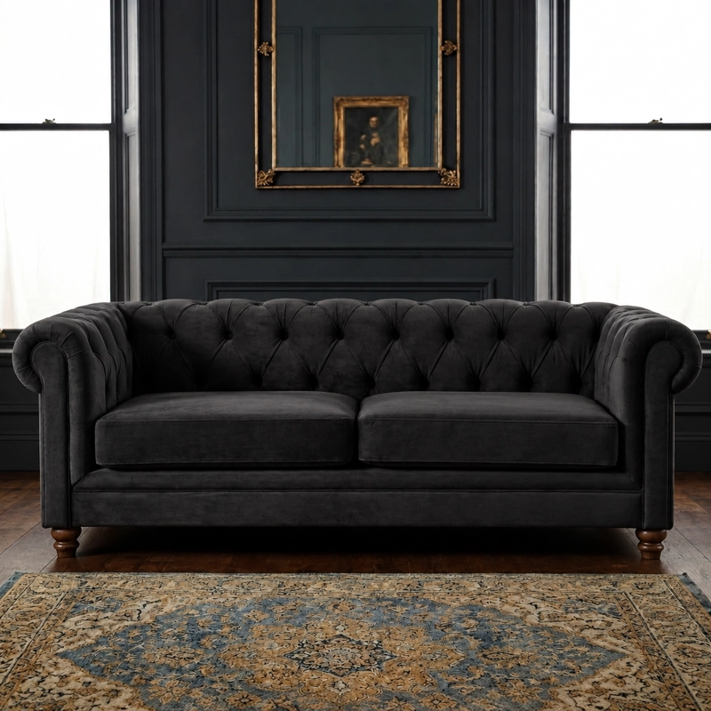 SOFÁ LATAM HOME FLORENCIA 3 CUERPOS NEGRO TELA VELVET - 1