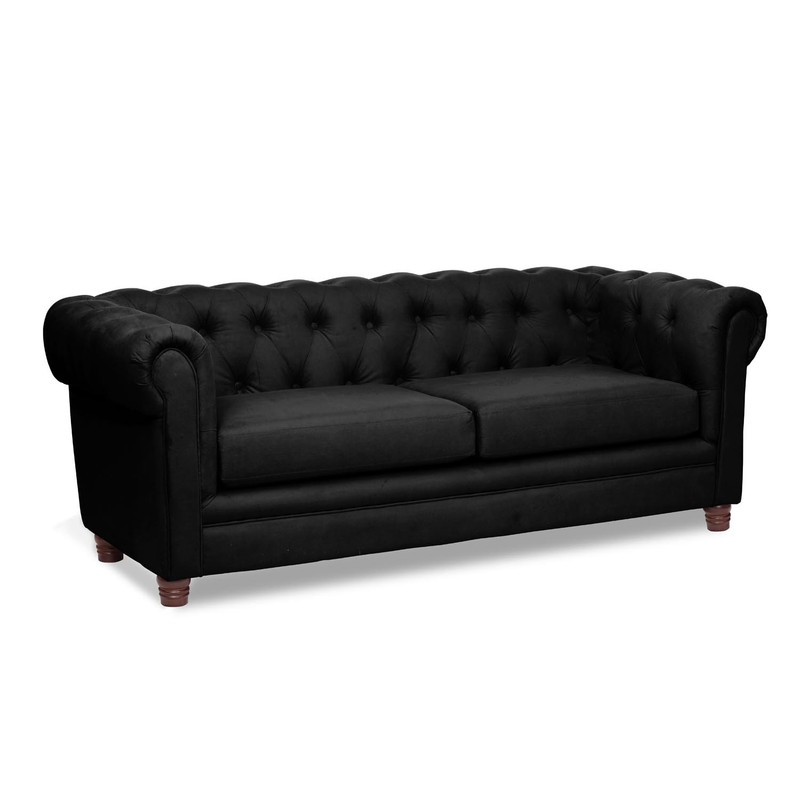 SOFÁ LATAM HOME FLORENCIA 3 CUERPOS NEGRO TELA VELVET - 2