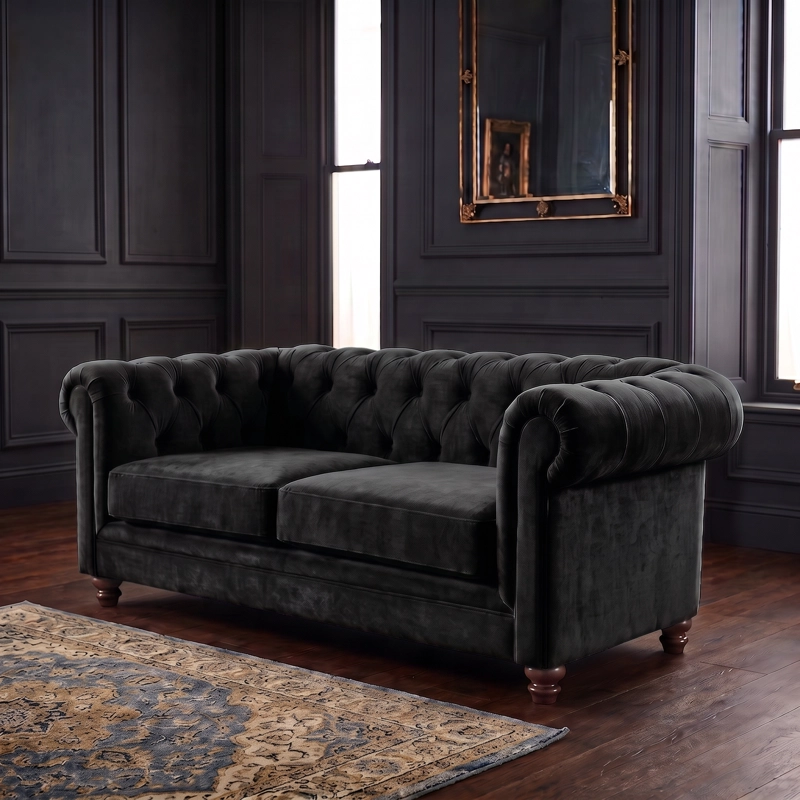 SOFÁ LATAM HOME FLORENCIA 3 CUERPOS NEGRO TELA VELVET - 4