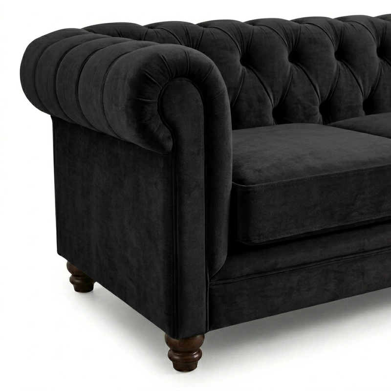 SOFÁ LATAM HOME FLORENCIA 3 CUERPOS NEGRO TELA VELVET - 5