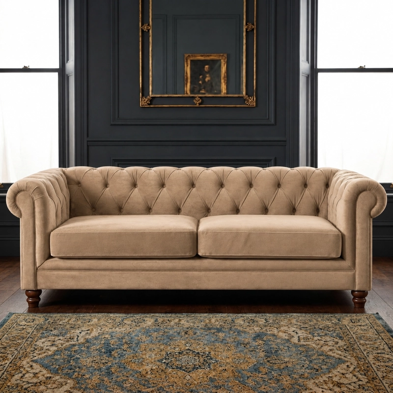 SOFÁ LATAM HOME FLORENCIA 3 CUERPOS BEIGE TELA VELVET - 1
