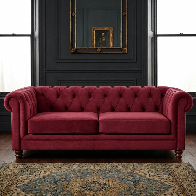 SOFÁ LATAM HOME FLORENCIA 3 CUERPOS BURDEO TELA VELVET - 1