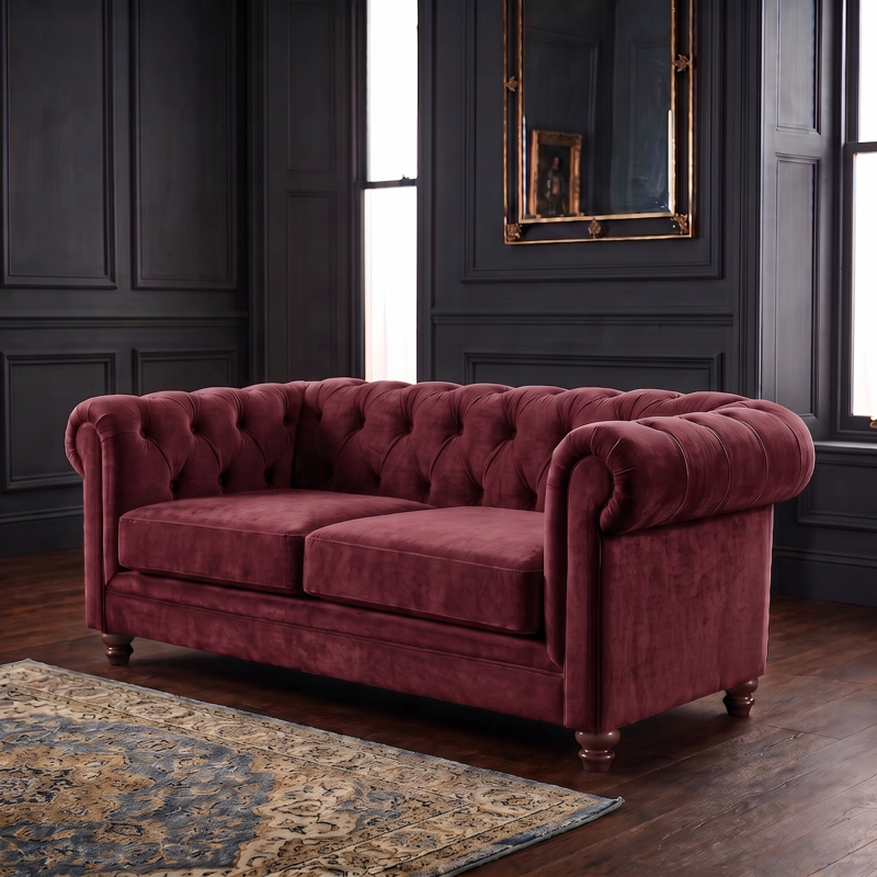 SOFÁ LATAM HOME FLORENCIA 3 CUERPOS BURDEO TELA VELVET - 4