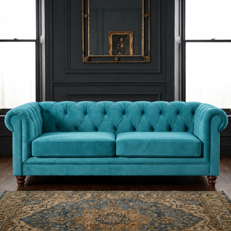 SOFÁ LATAM HOME FLORENCIA 3 CUERPOS TURQUESA TELA VELVET - 1