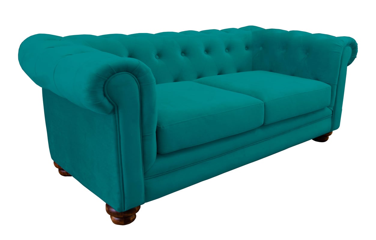 SOFÁ LATAM HOME FLORENCIA 3 CUERPOS TURQUESA TELA VELVET - 2