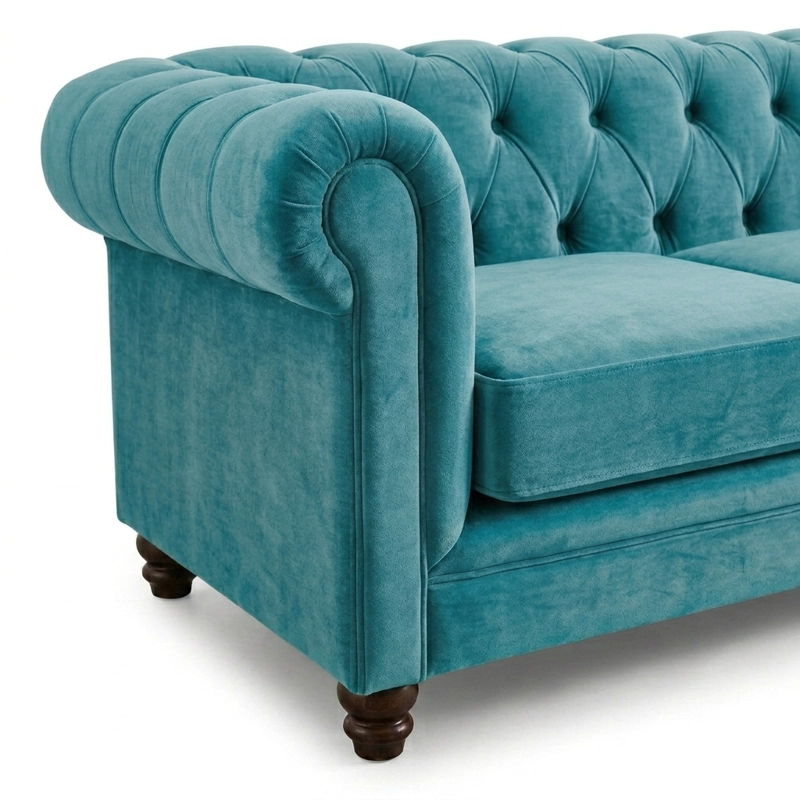 SOFÁ LATAM HOME FLORENCIA 3 CUERPOS TURQUESA TELA VELVET - 5