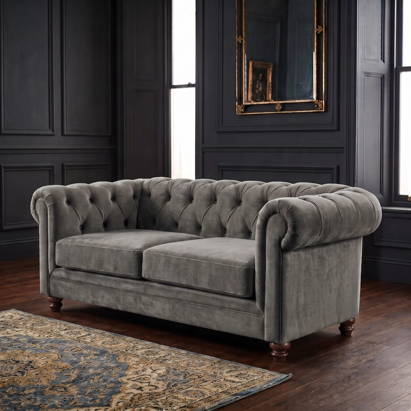 SOFÁ LATAM HOME FLORENCIA 3 CUERPOS GRIS TELA VELVET - 4