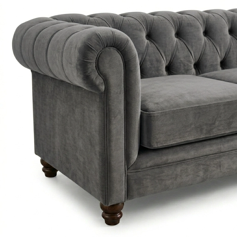 SOFÁ LATAM HOME FLORENCIA 3 CUERPOS GRIS TELA VELVET - 5