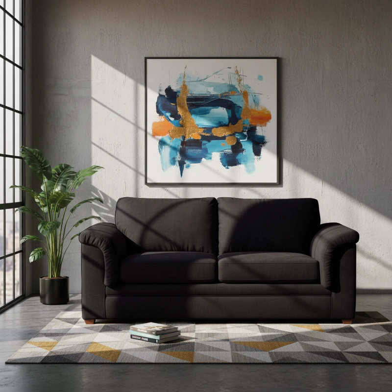 SOFÁ LATAM HOME ANCONA 3 CUERPOS NEGRO TELA VELVET - 1