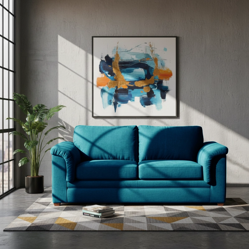 SOFÁ LATAM HOME ANCONA 3 CUERPOS AZUL PETROLEO TELA VELVET - 1