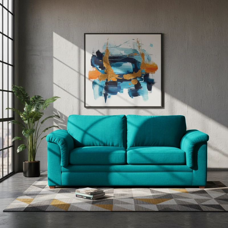 SOFÁ LATAM HOME ANCONA 3 CUERPOS TURQUESA TELA VELVET - 1