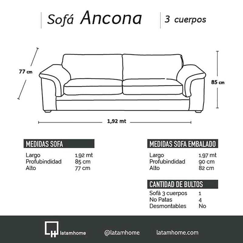 SOFÁ LATAM HOME ANCONA 3 CUERPOS TURQUESA TELA VELVET - 4
