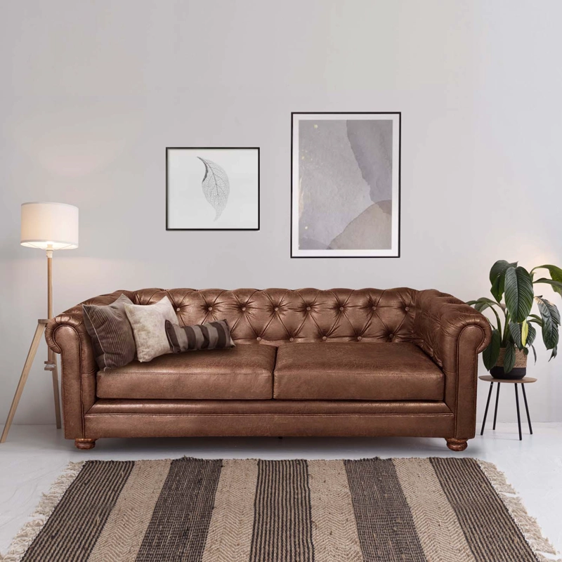 SOFA FLORENCIA 3 CUERPOS CUERO COLORADO CARAMELO - 1