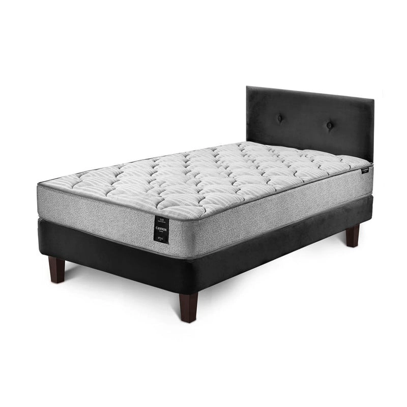 COMBO CAMA CANNON 1,5 PLAZA TEXTIL + RESPALDO TELA NEGRO - 2