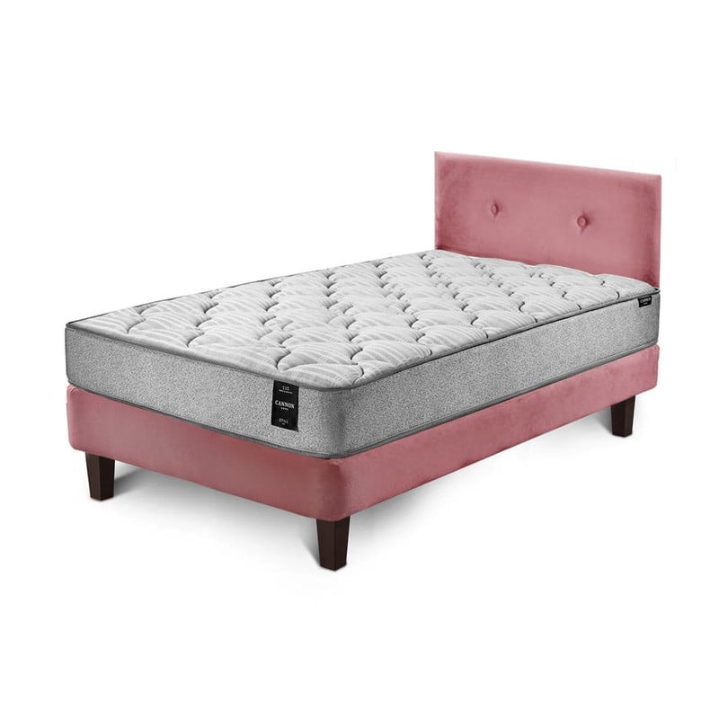 COMBO CAMA CANNON 1,5 PLAZA TEXTIL + RESPALDO TELA PALO ROSA - 2