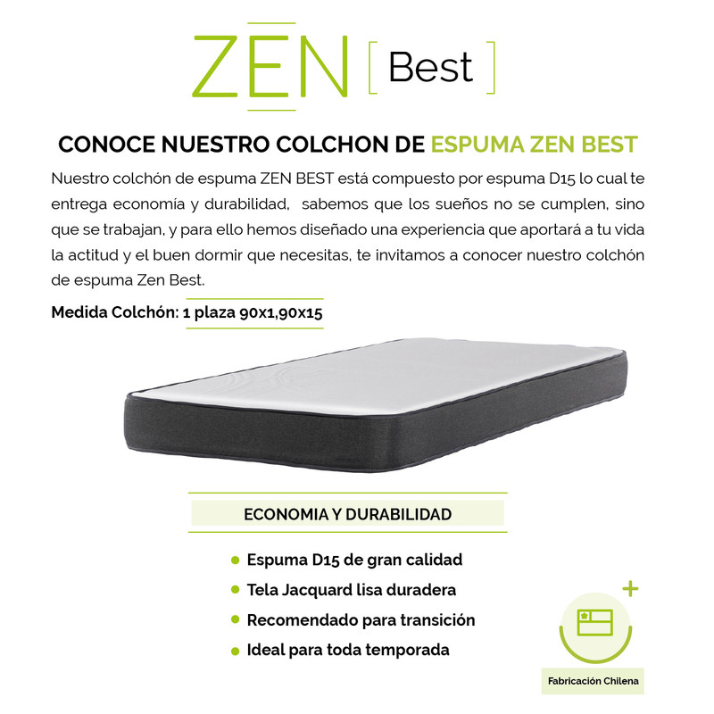 CAMAROTE DESMONTABLE ZEN + COLCHON ESPUMA 1 PLAZA MADERA - 4