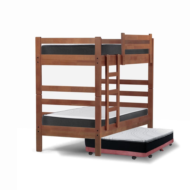 CAMAROTE TRIPLE ZEN PALO ROSA + COLCHONES ESPUMA 1 PZA DESMONTABLE MADERA - 1