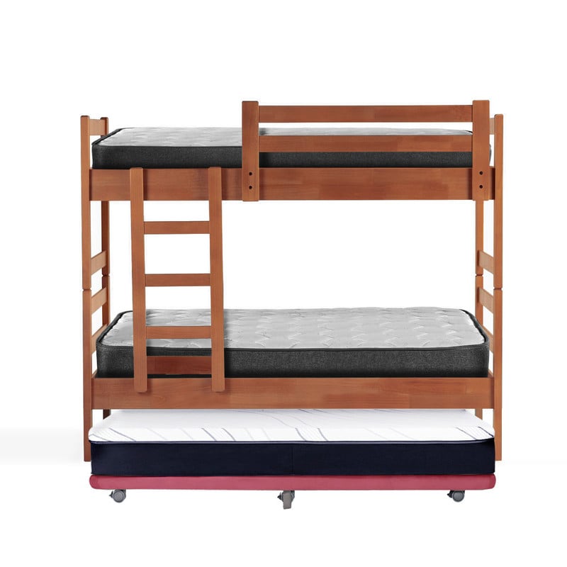 CAMAROTE TRIPLE ZEN PALO ROSA + COLCHONES ESPUMA 1 PZA DESMONTABLE MADERA - 2