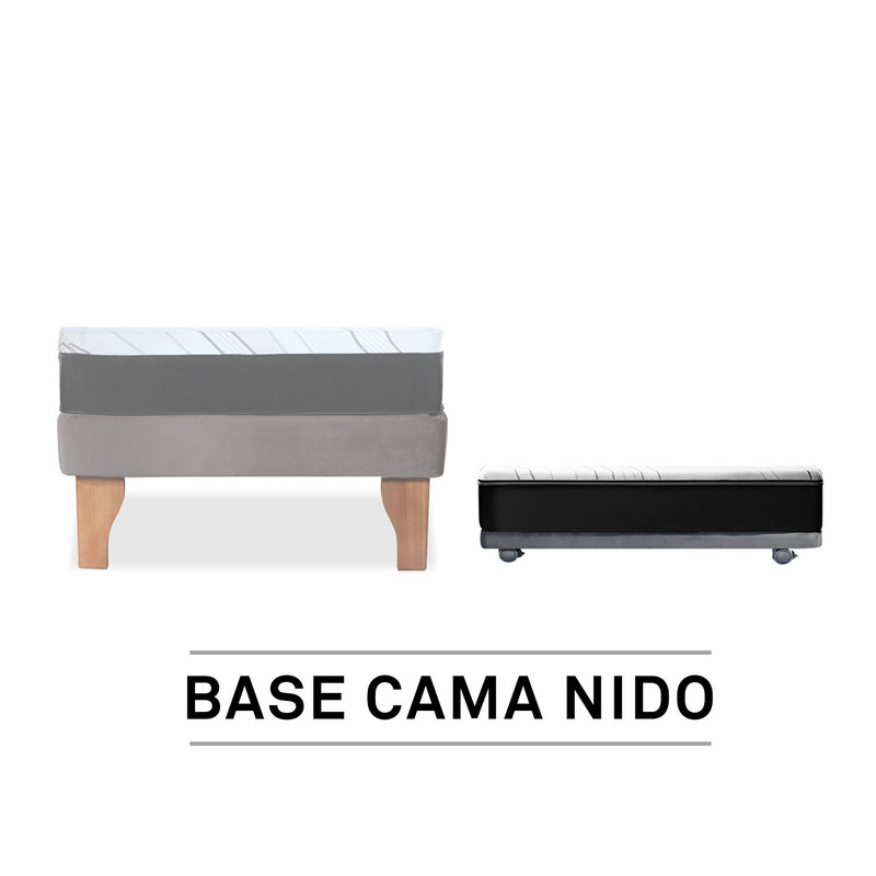 BASE CAMA NIDO 1 PZA 190 CM + COLCHON ZEN PRO TELA GRIS - 3