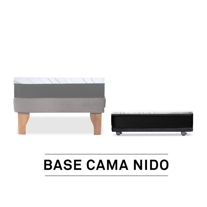 BASE CAMA NIDO 1 PZA 190 CM + COLCHON ZEN PRO TELA NEGRO - 3
