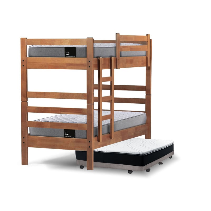 CAMAROTE TRIPLE ZEN GRIS + COLCHONES BEST 1 PZA DESMONTABLE MADERA - 1