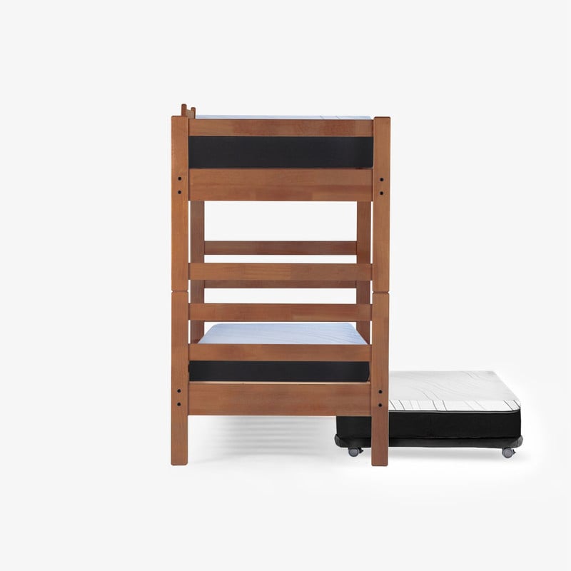 CAMAROTE TRIPLE ZEN NEGRO + COLCHONES ESPUMA 1 PZA DESMONTABLE MADERA - 3