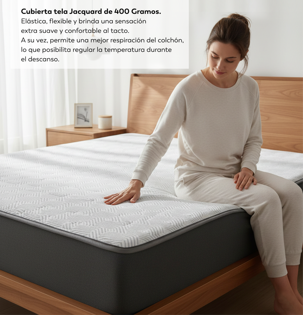 Cama Europea Zen Roller 2 Plazas Colchon Comprimido Espuma + Respaldo Tela Negro - 4