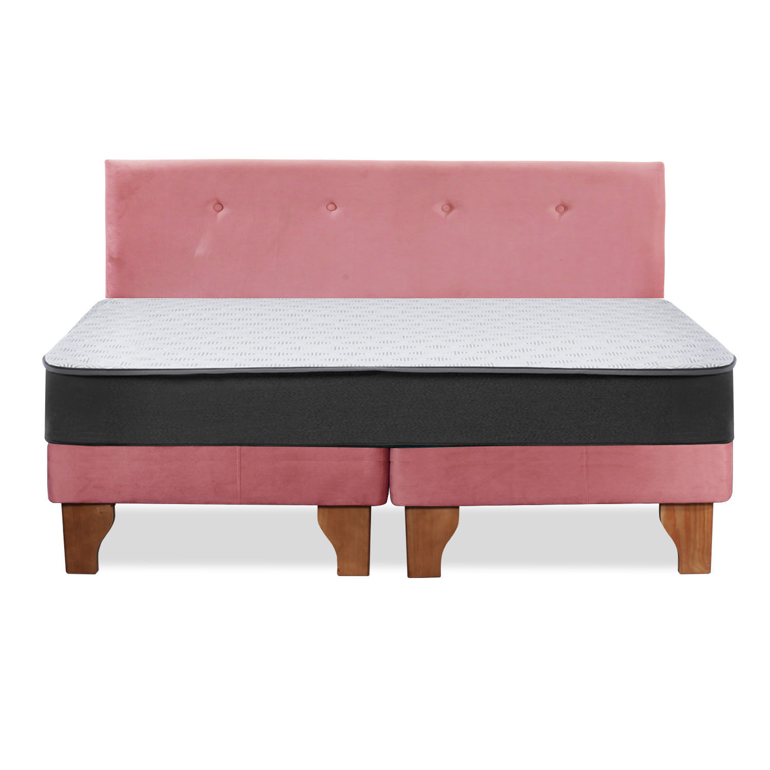 Cama Europea Zen Roller 2 Plazas Colchon Comprimido Espuma + Respaldo Tela Palo Rosa - 7
