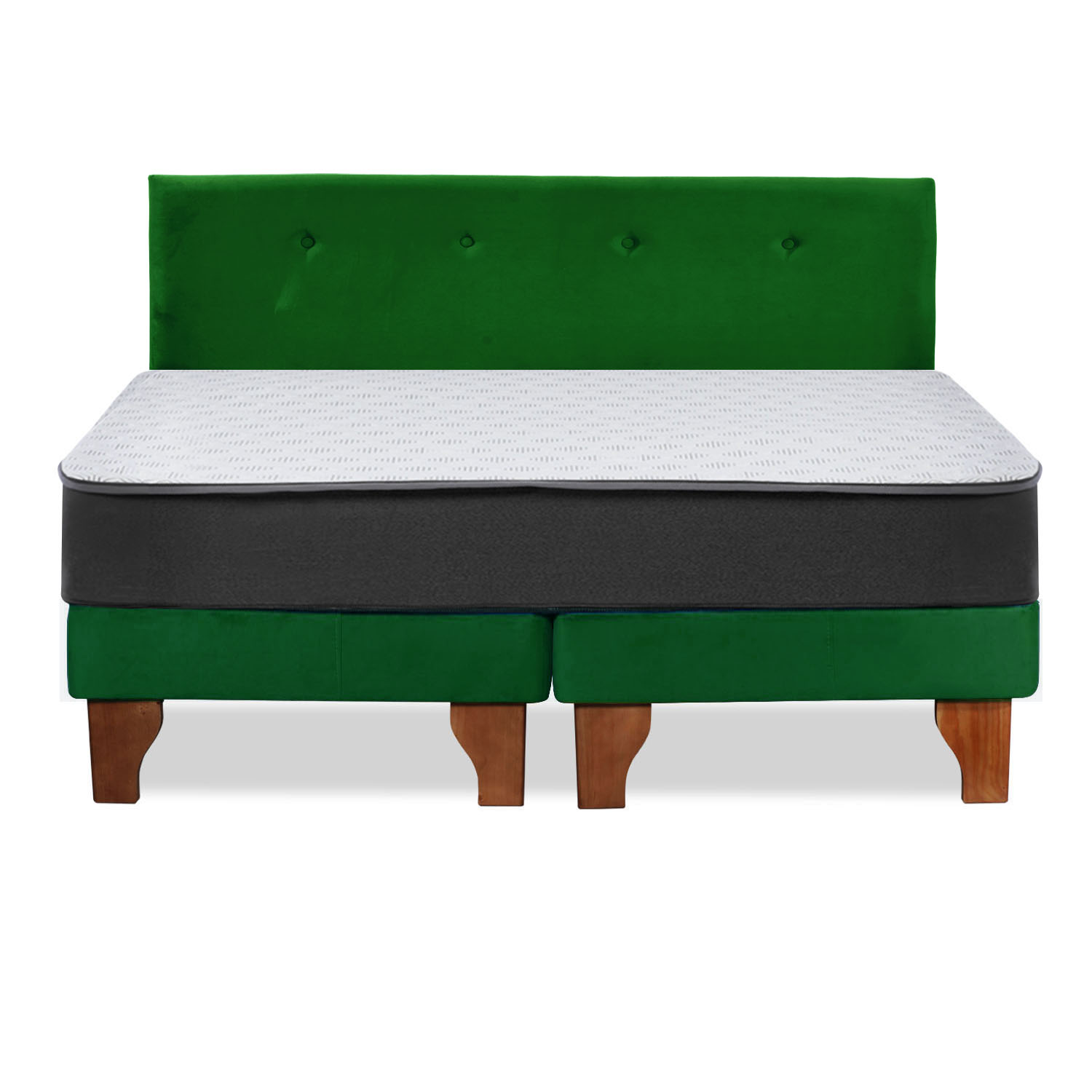 Cama Europea Zen Roller 2 Plazas Colchon Comprimido Espuma + Respaldo Tela Verde - 7