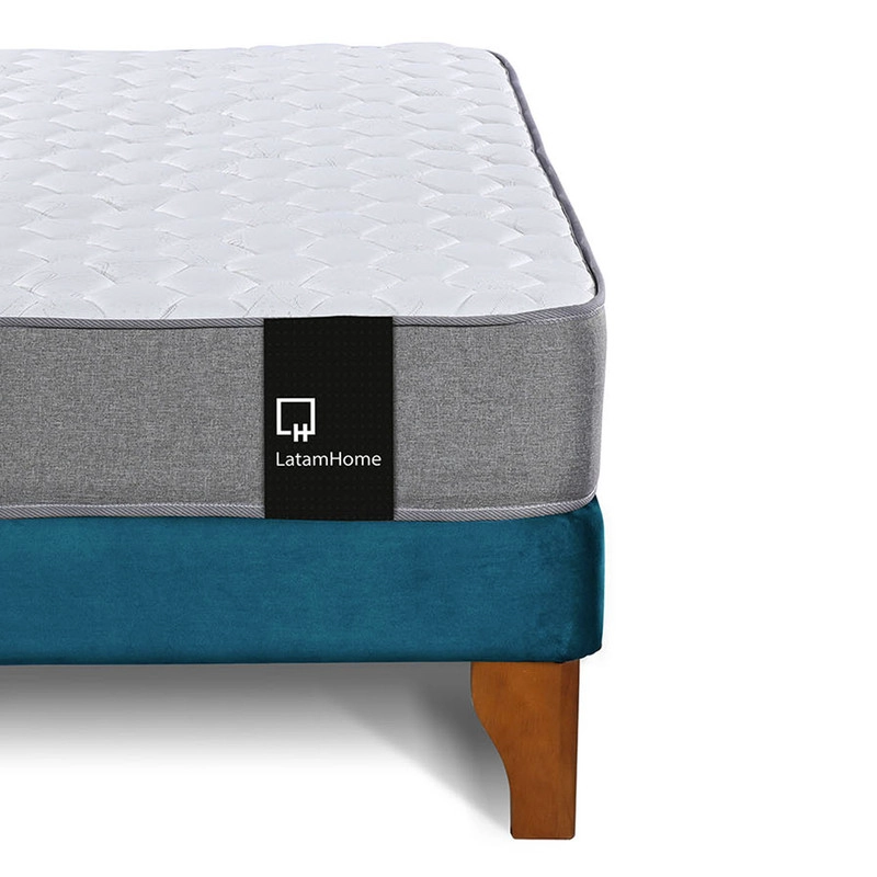 Cama Europea Zen Best 1.5 Plaza Colchon Resortes Base Dividida + Respaldo Tela Azul - 7