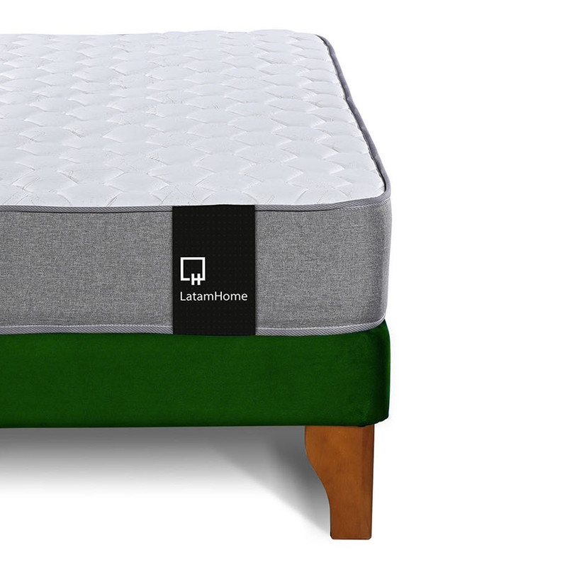 Cama Europea Zen Best 1.5 Plaza Colchon Resortes Base Dividida + Respaldo Tela Verde - 7