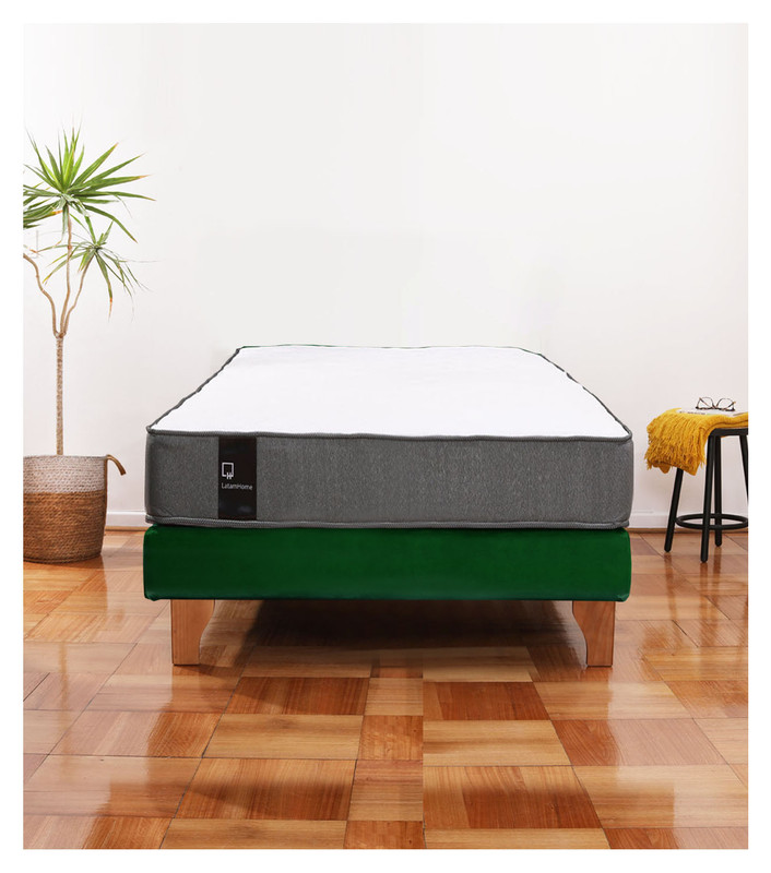 Cama Europea Zen Best 1.5 Plaza Colchon Resortes Base Dividida Tela Verde - 1