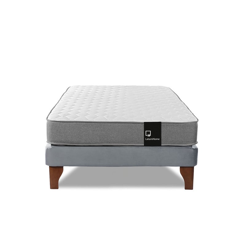 Cama Europea Zen Best 1.5 Plaza Colchon Resortes Base Dividida Tela Gris - 4