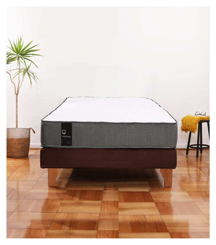 Cama Europea Zen Best 1.5 Plaza Colchon Resortes Base DivididaTela Café - 1