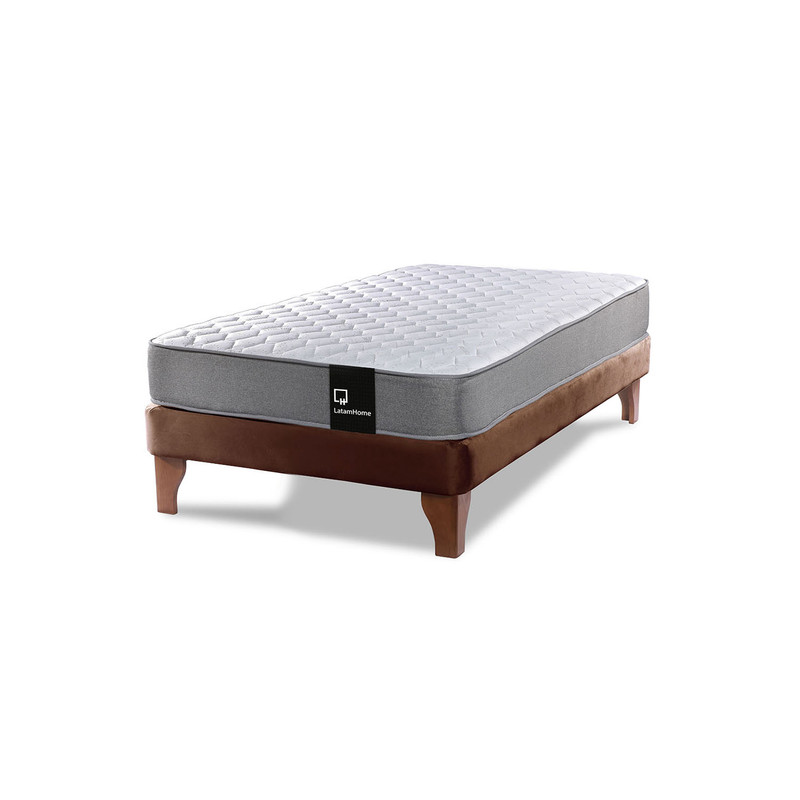 Cama Europea Zen Best 1.5 Plaza Colchon Resortes Base DivididaTela Café - 2