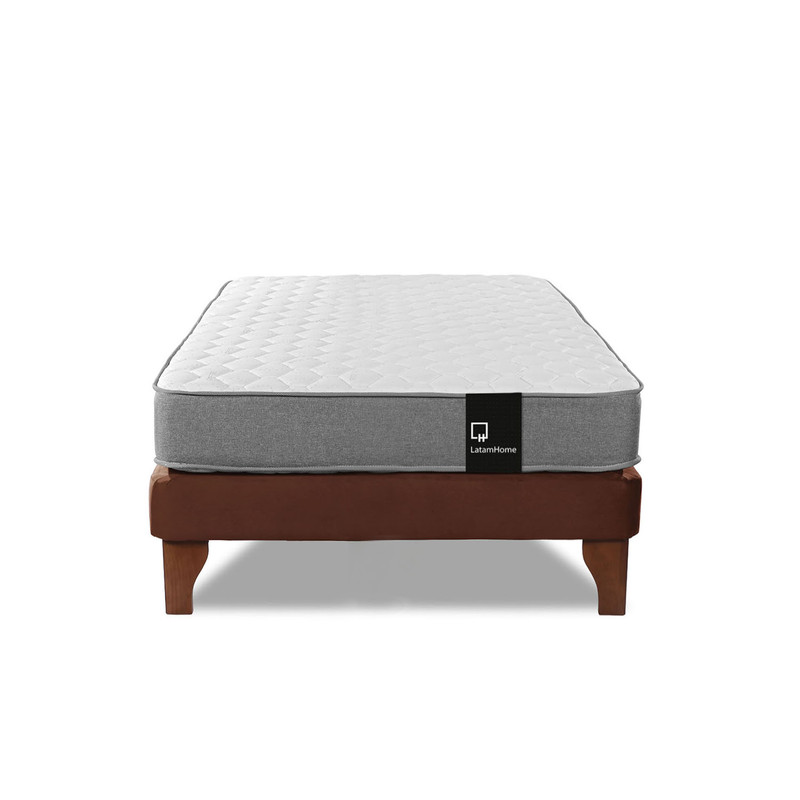 Cama Europea Zen Best 1.5 Plaza Colchon Resortes Base DivididaTela Café - 4