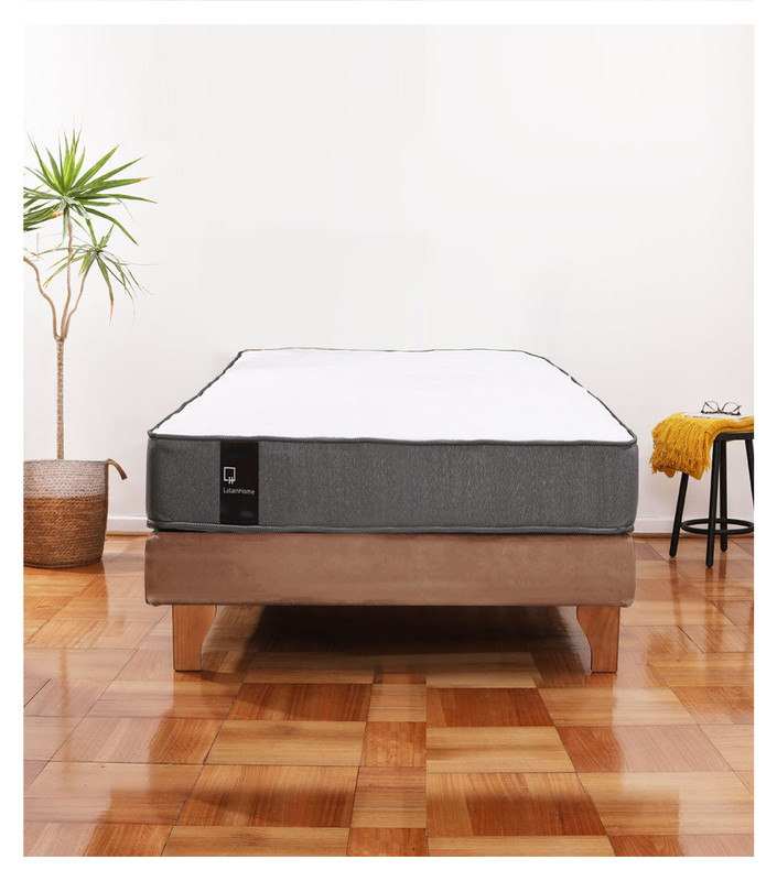 Cama Europea Zen Best 1.5 Plaza Colchon Resortes Base DivididaTela Beige - 1