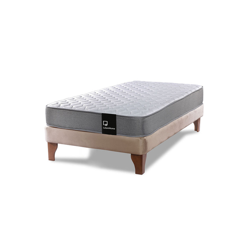 Cama Europea Zen Best 1.5 Plaza Colchon Resortes Base DivididaTela Beige - 2